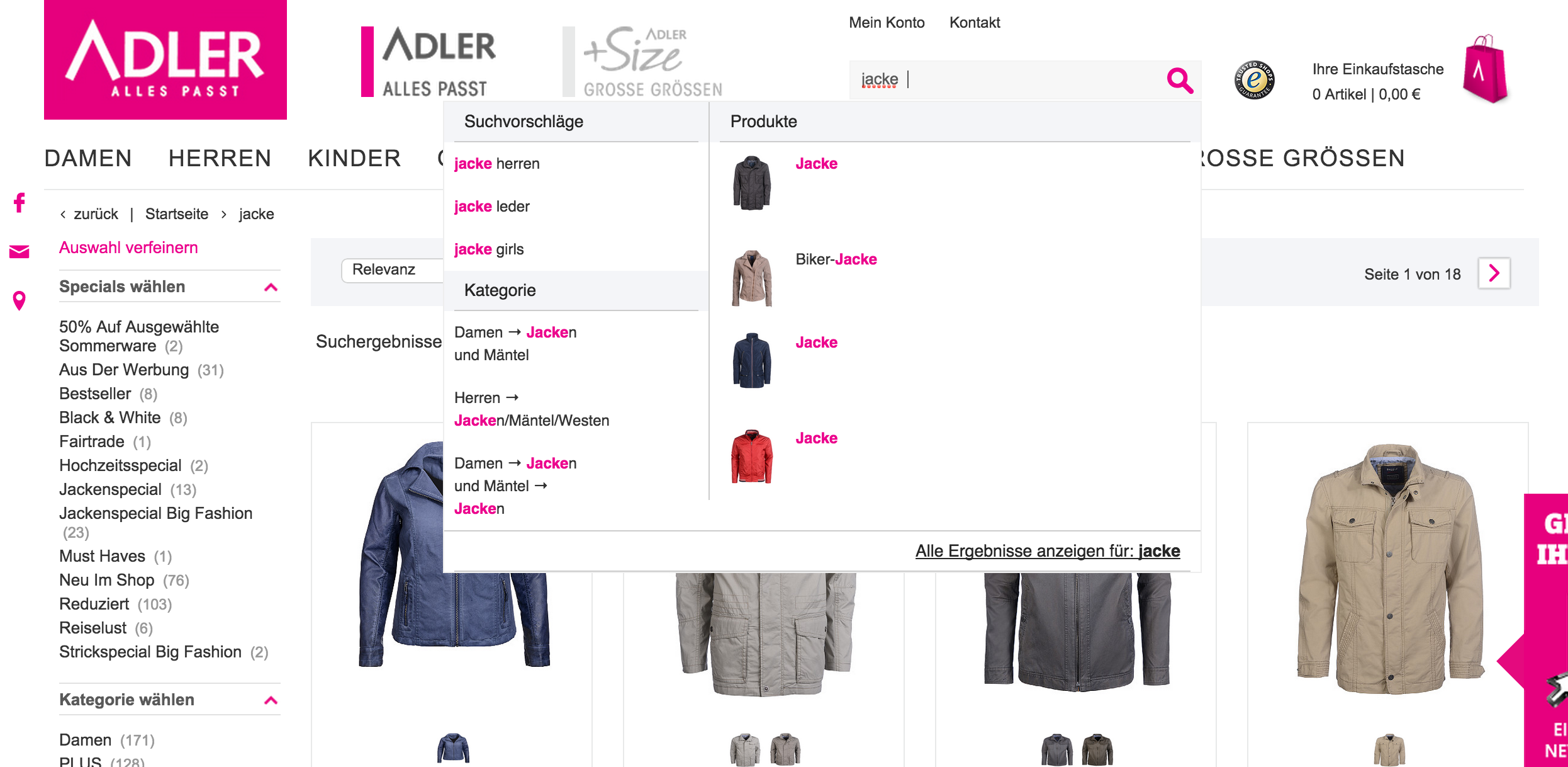 Online-Shop www.adlermode.com