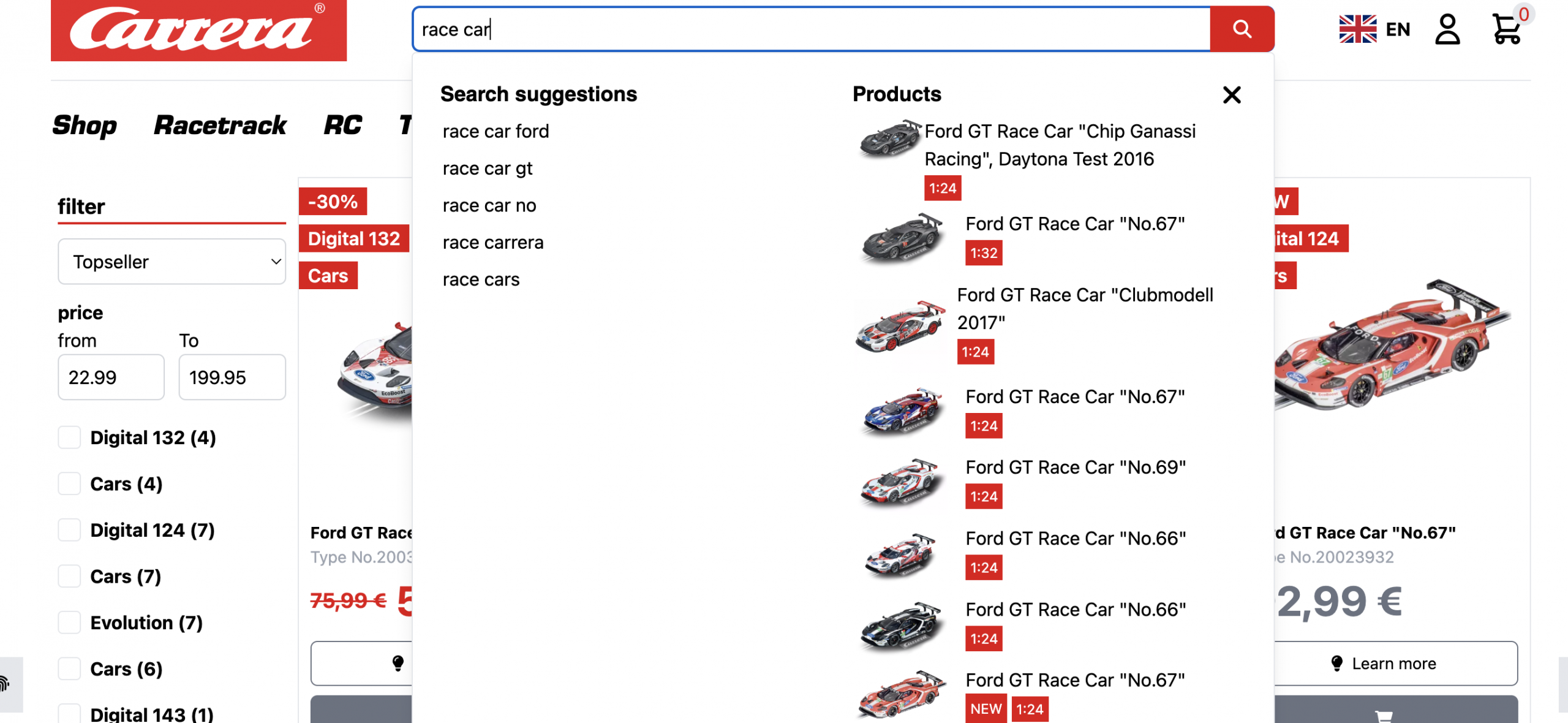 Carrera Toys simple search